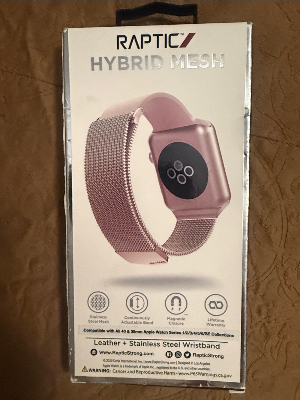 Hybrid Mesh Stainless Steel Watch Band - Rose Gold - Picture 2 of 3